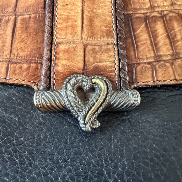 Brighton Leather Shoulder Bag Black Brown - Picture 2 of 11